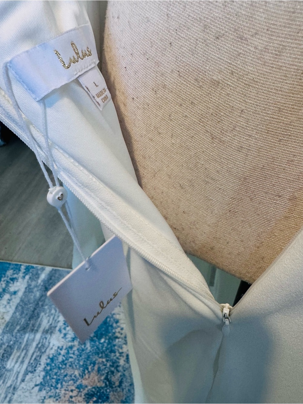 Lulus Romantic Moments White Lace‎ Long Sleeve Maxi Dress NWT Large - Picture 4 of 10